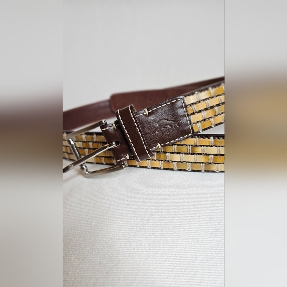 Tommy Bahama Leather Woven Belt - Picture 1 of 9